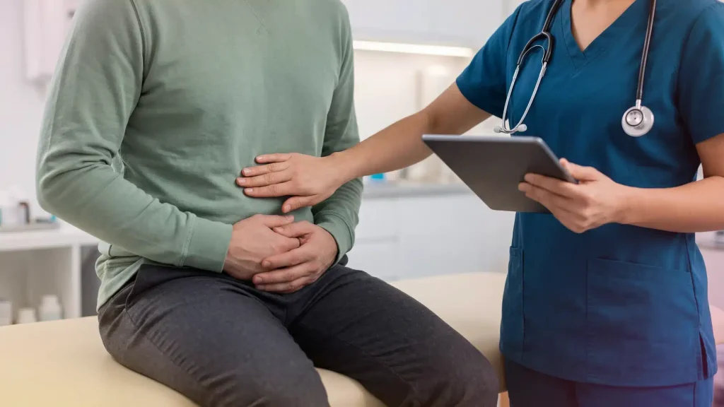 Chronic abdominal pain causes and treatment by an abdominal pain specialist near me showing digestive system and GI conditions
