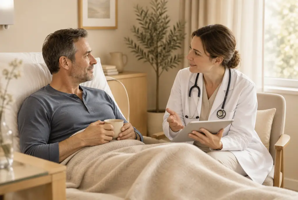Patient recovering after a colonoscopy procedure